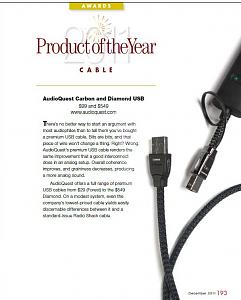 ToneAudio Awards 2011 audioquest USB Carbon Diamond